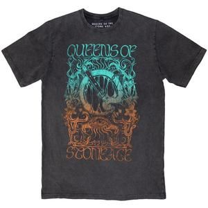 Queens Of The Stone Age Unisex Stone Wash T-Shirt Montage Charcoal Grey